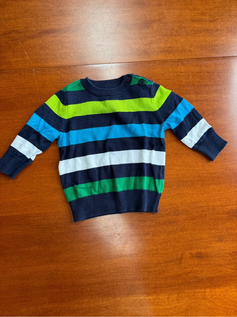 The Children’s Place Boys 12-18M Striped Sweater Navy Green Blue Pullover